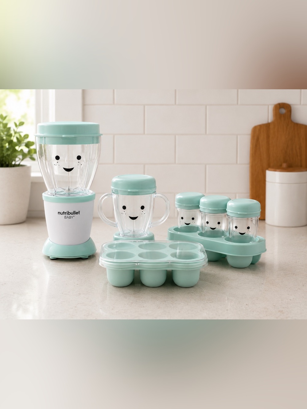 NutriBullet Baby Complete Food Prep System Mint Green Blender Storage Set